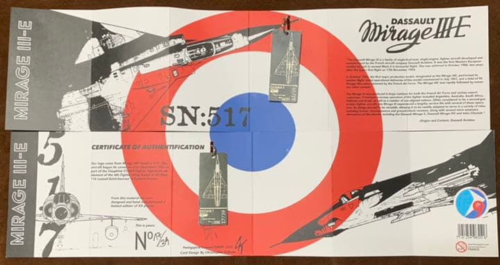 フランス空軍 戦闘機 ダッソー ミラージュ IIIE タグ キーホルダー 緑