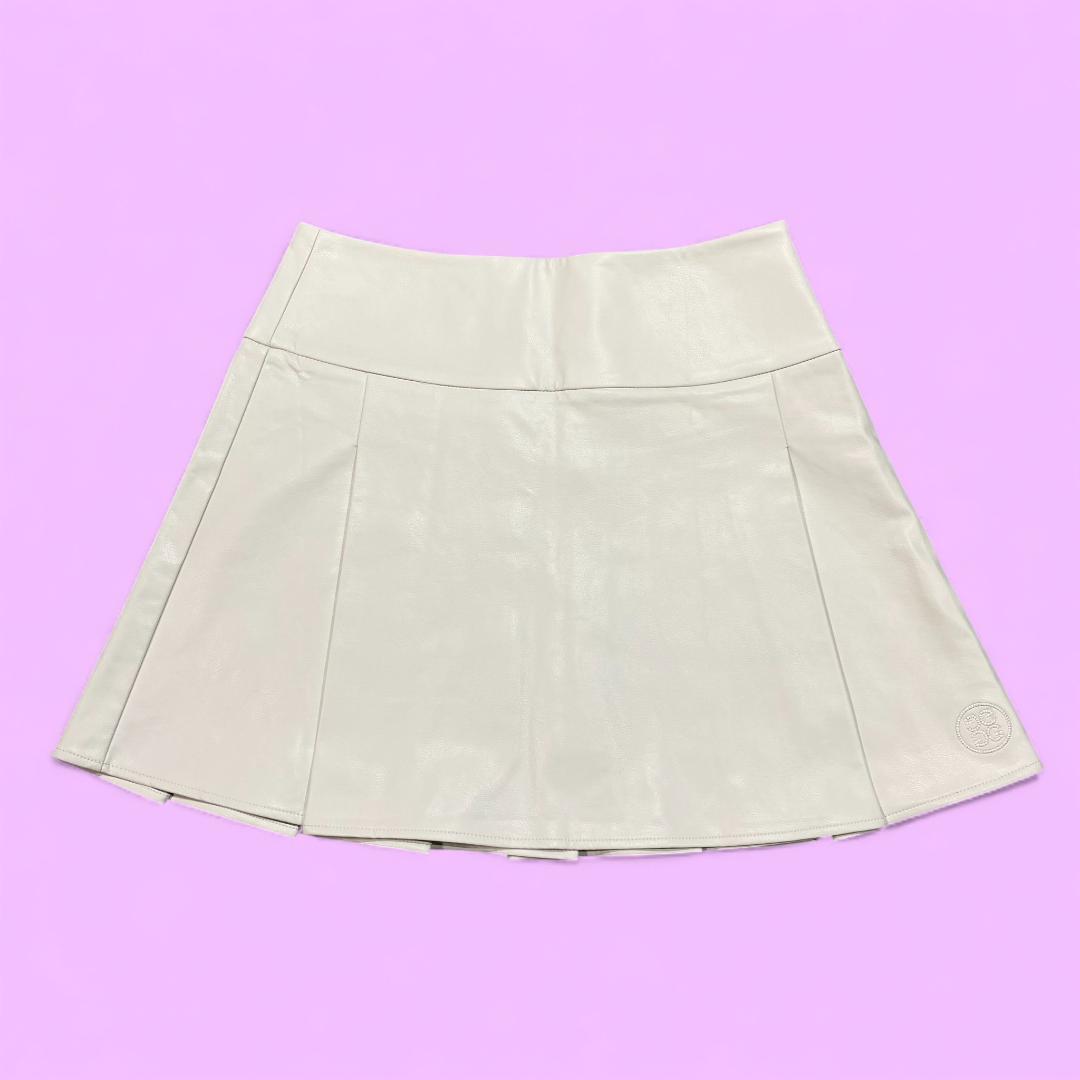 【韓国モデル】G/FORE ジーフォア レザー スカート M ホワイト ゴルフ