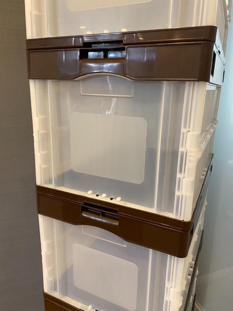 ASKUL 扉付折りたたみコンテナ 5段 50Lキャスター付き