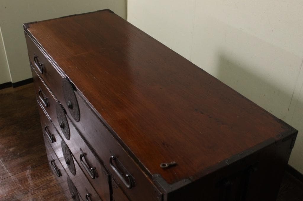 最上地方の衣装箪笥 丸金具 時代箪笥/古民家/チェスト/収納/無垢材/古家具