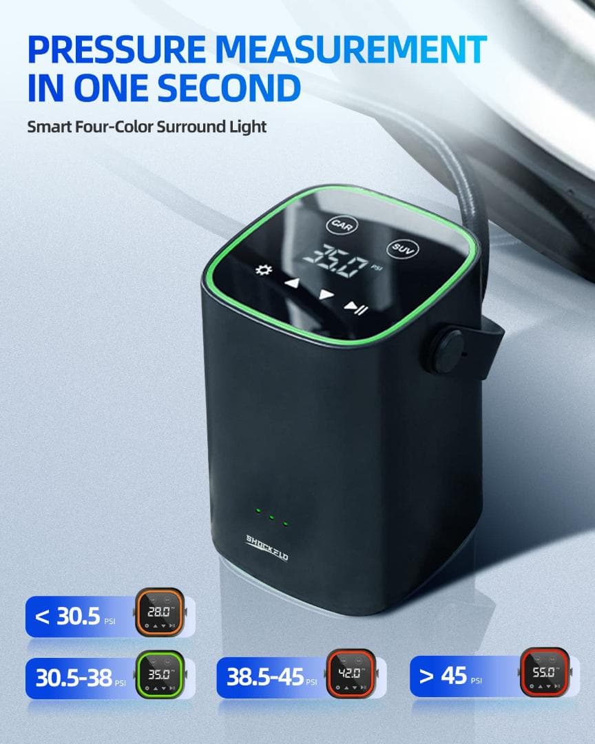 充電式 最大150PSI エアコンプレッサー 4500mAh 電動エアポンプ