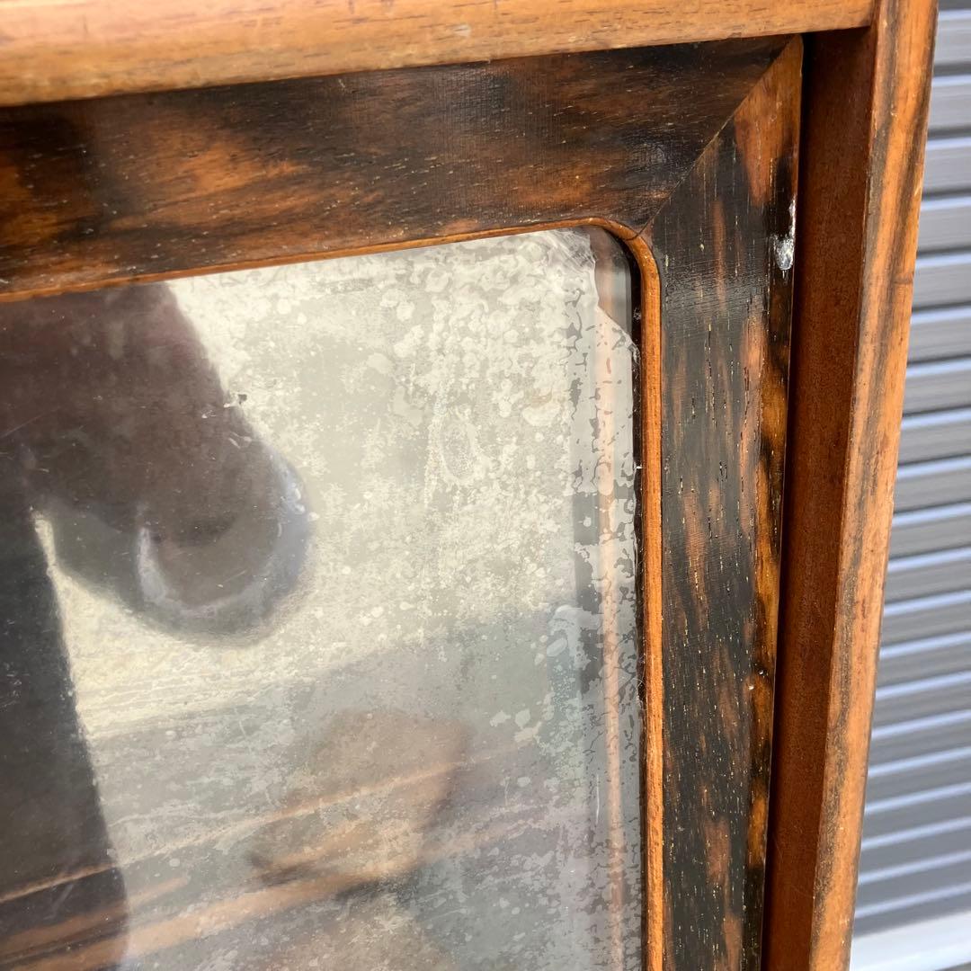 昭和レトロ 松永木工所 木製茶箪笥 茶棚 ガラス戸 サイドボード 古家具 古民家