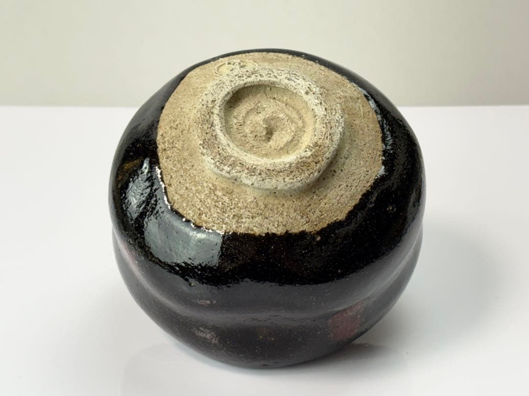 八事窯 初代 【一休庵道年】造（本名中村新太郎）黒茶碗 共箱 R7112342