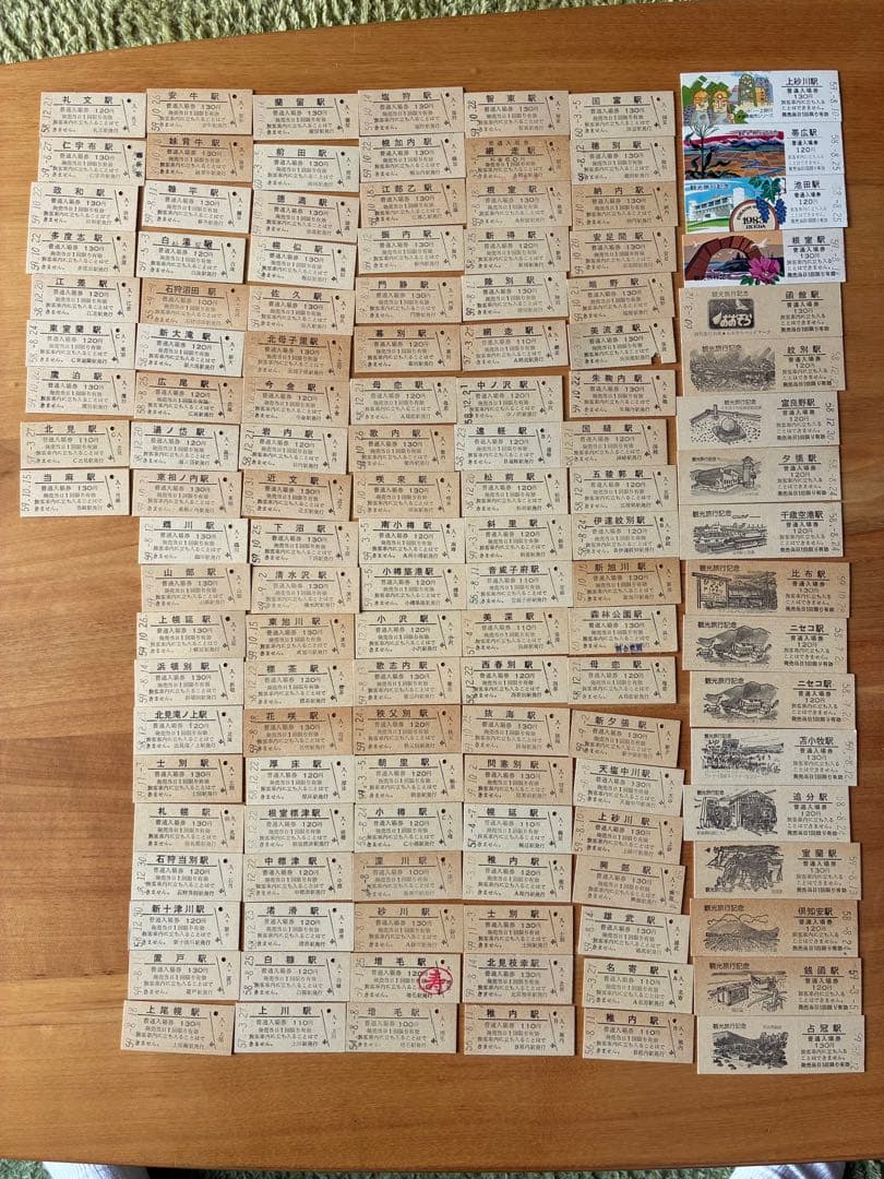 鉄道切符　国鉄　北海道の硬券入場券　127枚