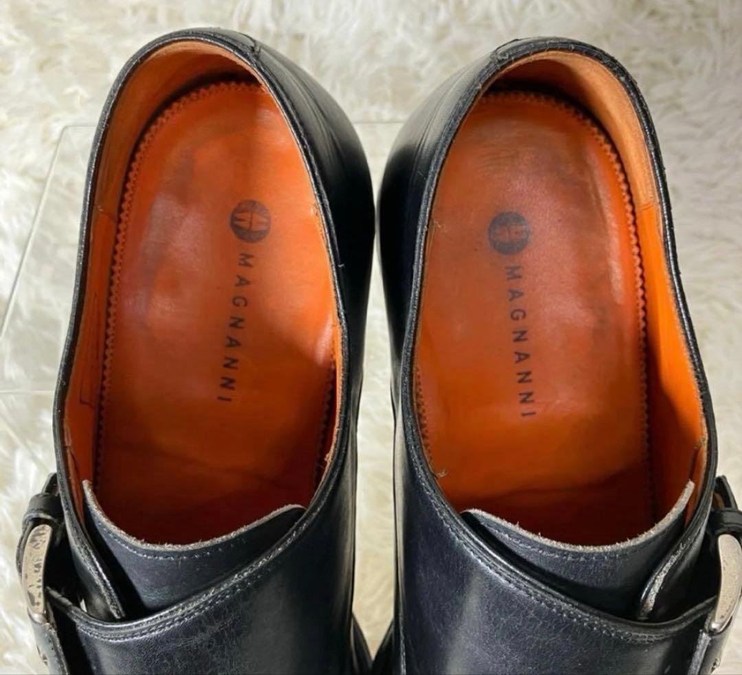 美品 MAGNANNI マグナーニ モンクストラップ 黒 レザー 革靴 約25㎝