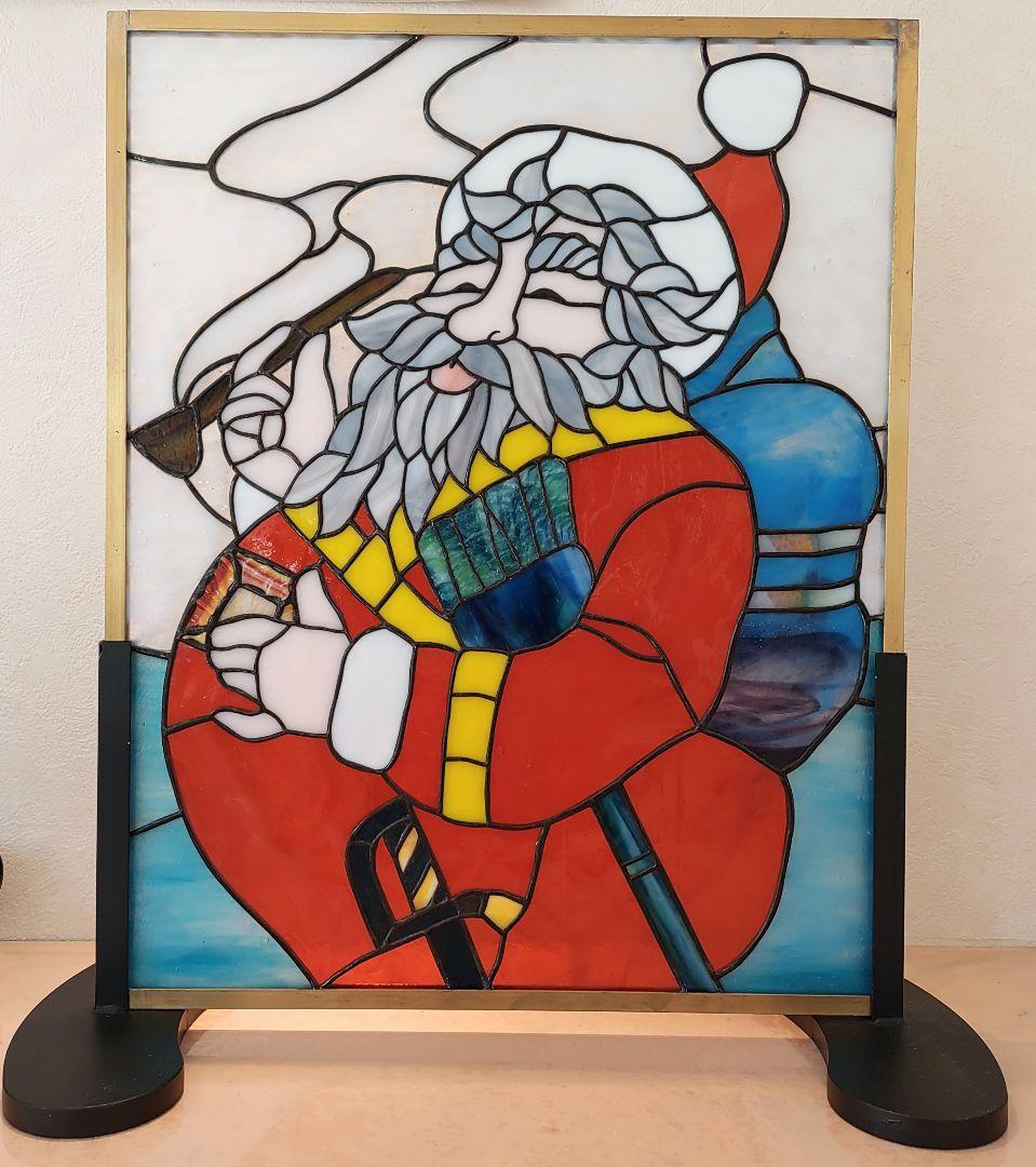 ステンドグラスパネル煙サンタ22-2