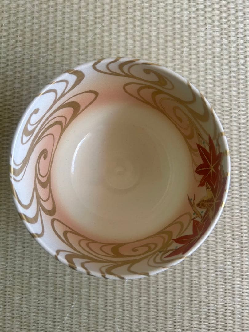 仁清流紅葉　茶碗　采花
