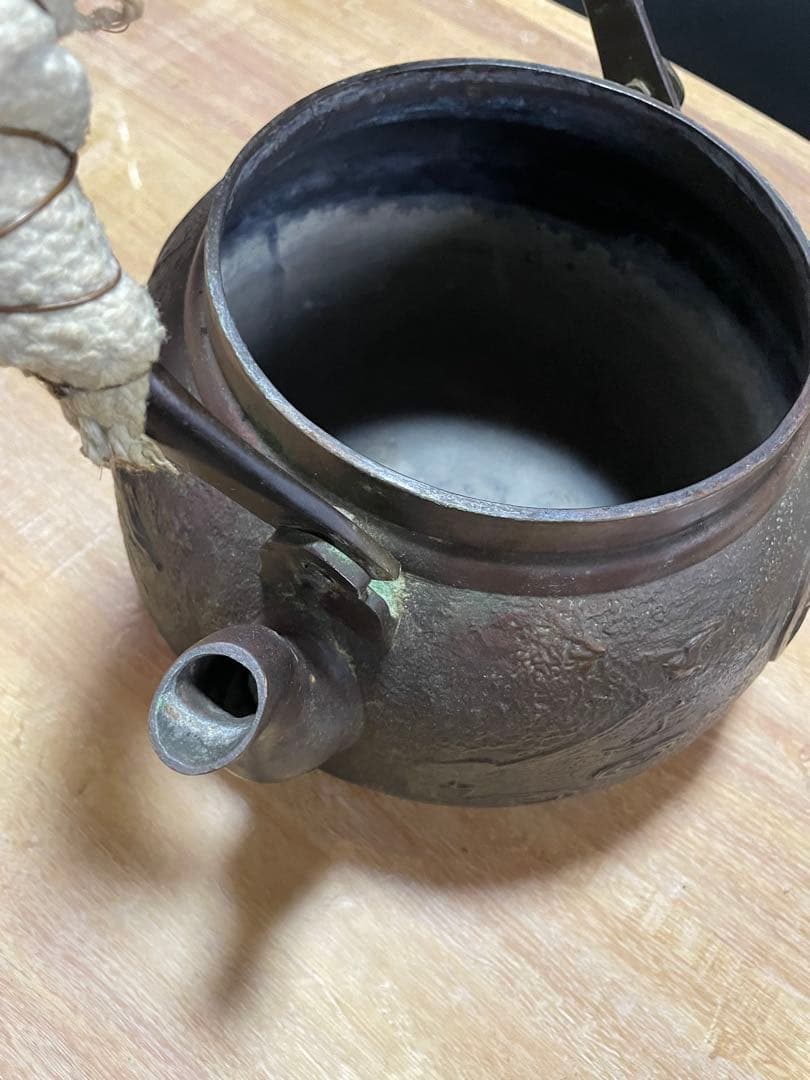 銅製 茶釜 矢のデザイン　骨董品