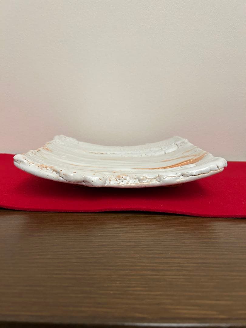 堀一郎作　志野四方皿