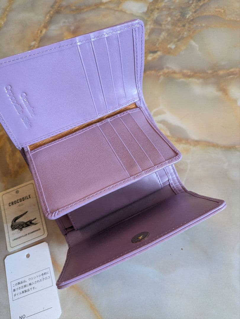 淡紫の園　最高級マットクロコダイルミドルウォレット　希少ラベンダー　未使用品