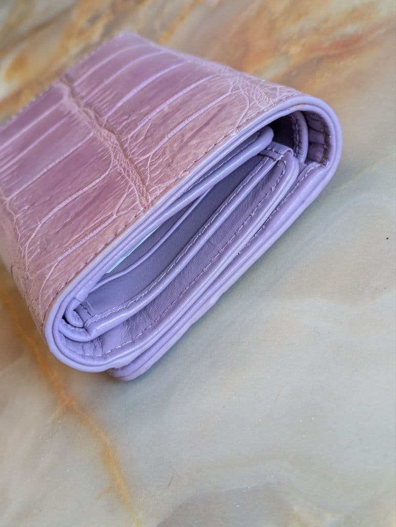 淡紫の園　最高級マットクロコダイルミドルウォレット　希少ラベンダー　未使用品