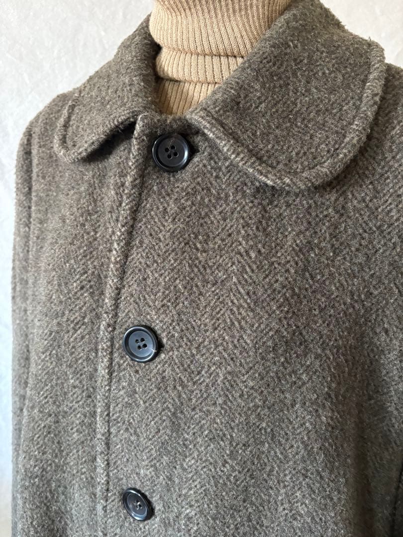 【美品】MARIA VERGINEステンカラーコート★ネップ入りヘリンボーン
