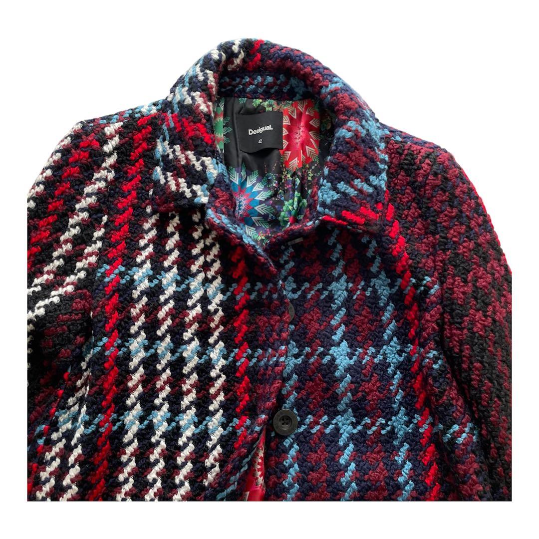 Desigual デシグアル　チェック　コート　チェスターコート　マルチカラー