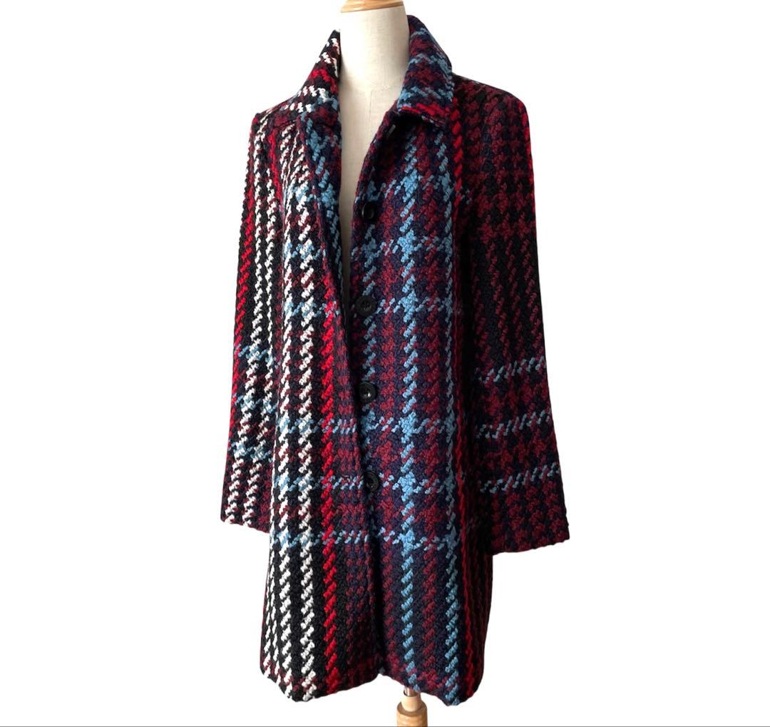 Desigual デシグアル　チェック　コート　チェスターコート　マルチカラー