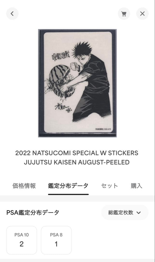 PSA10 鑑定向け(未鑑定・素体) 呪術廻戦 虎杖 伏黒 芥見先生描き下ろし