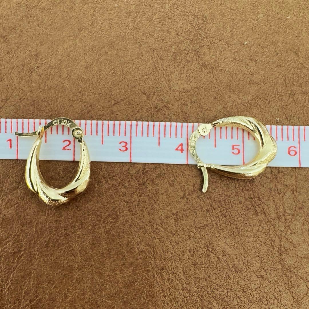 10K ソリッドイエローゴールド オーバルフープピアス NYビンテージ