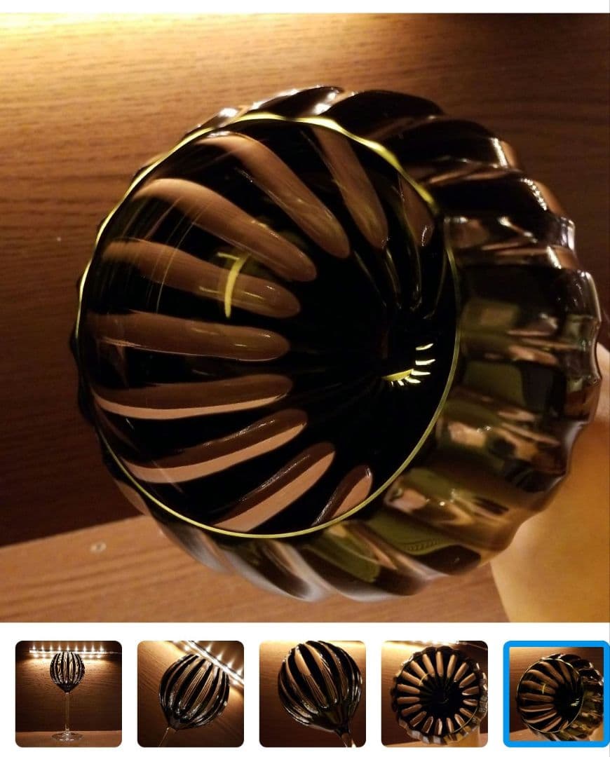 ギヤマン　アンティーク　ガラス工芸　縞カット　カットグラス　グラス　黒切子　水毬