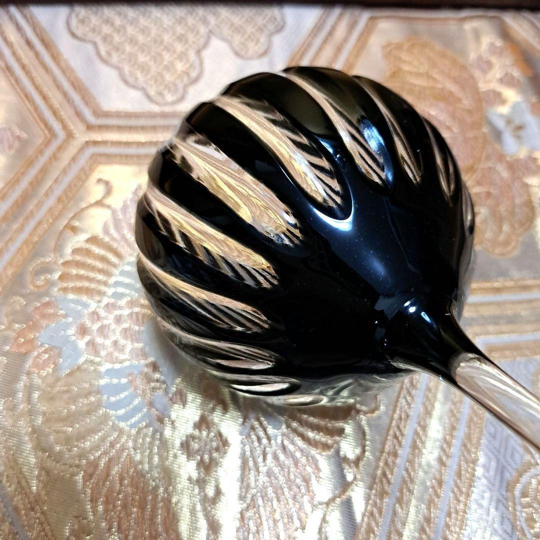 ギヤマン　アンティーク　ガラス工芸　縞カット　カットグラス　グラス　黒切子　水毬