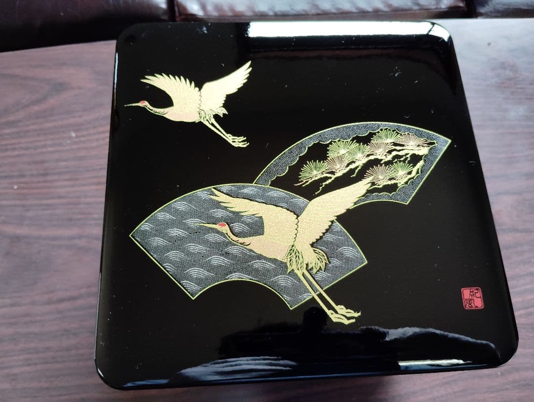 漆器 重箱 三段（鶴）No.3