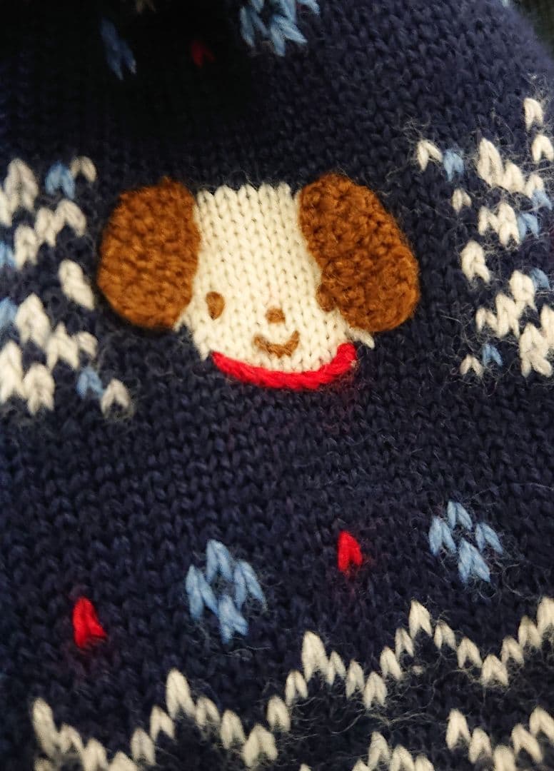 新品未使用 ファミリア ファミちゃん ニット帽&マフラー&手袋 ネイビー