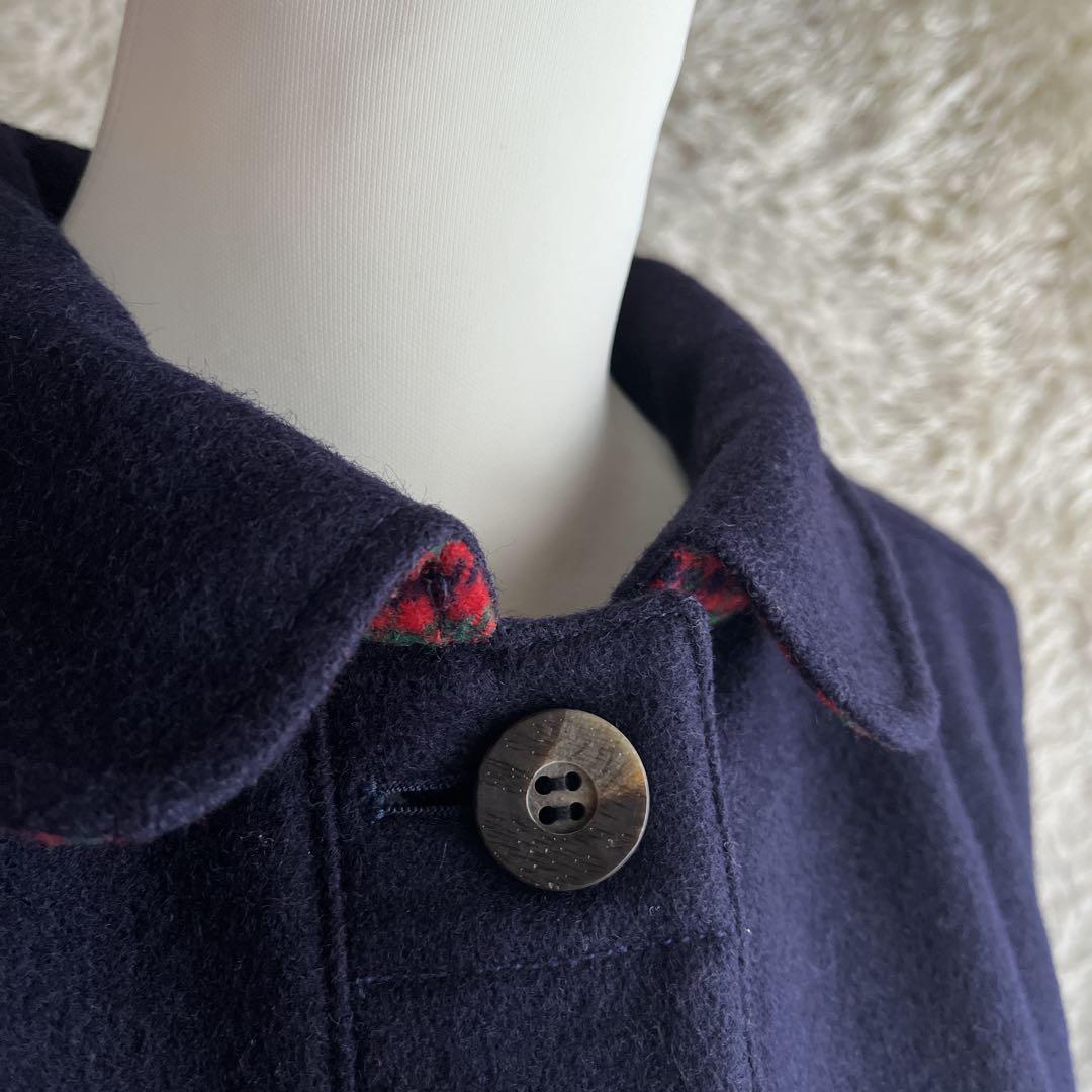 ファミリア　ウールコート　　フード付き　ネイビー