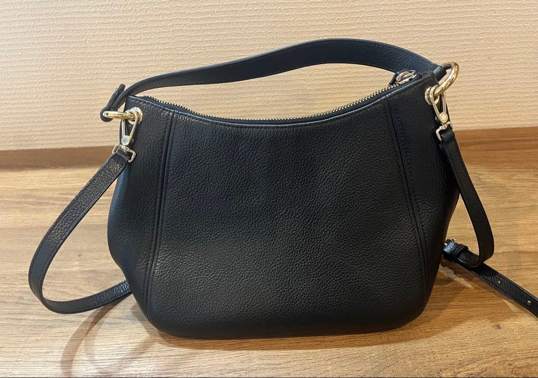 美品フルラ シエナ ホーボー 2way シボ革 ショルダーバッグ ブラック