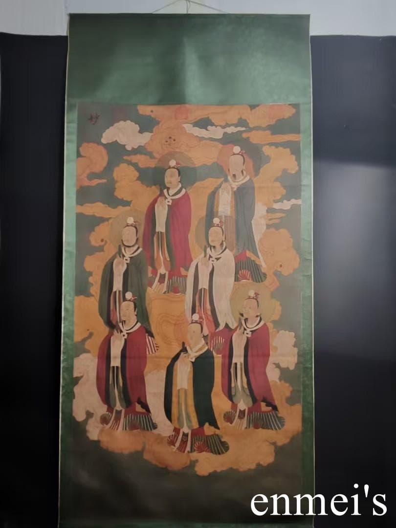 中国古美術・純手描き大六尺中堂神仙图・人物画・丁観鵬印款・書道・絹本・肉筆・珍品
