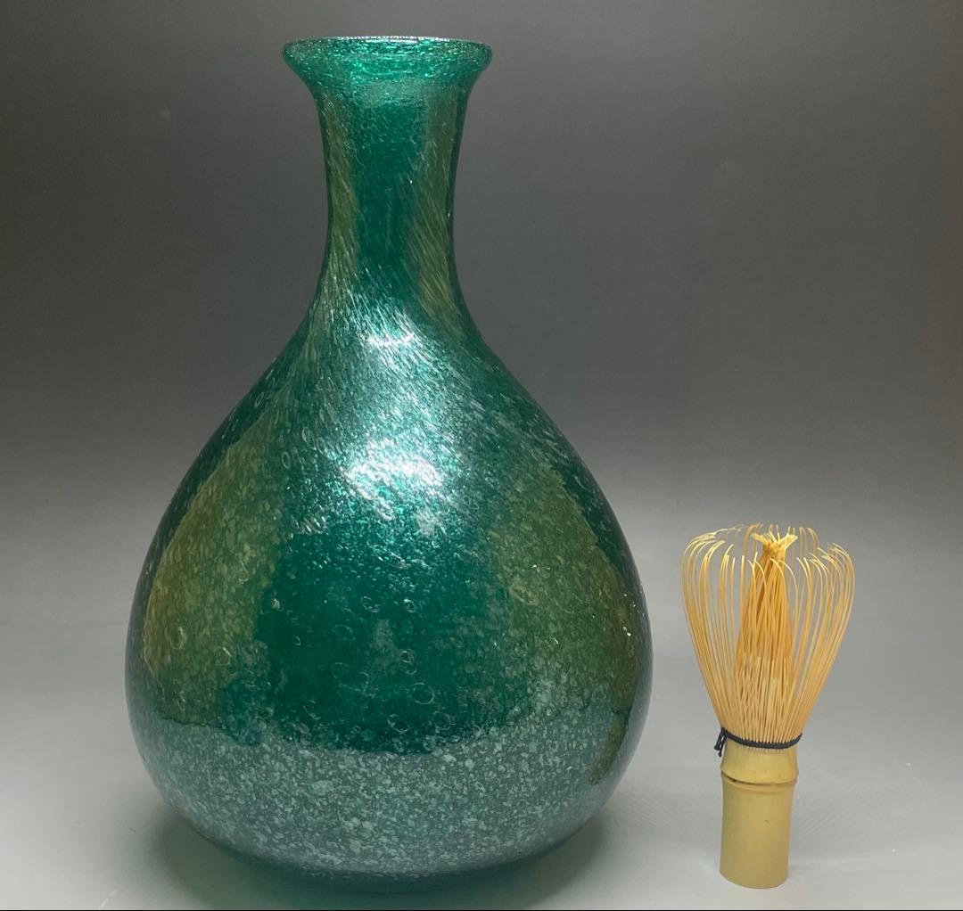 倉敷ガラス　小谷真三　吹きガラス　特大25cm 飾り瓶　花瓶　 b7993