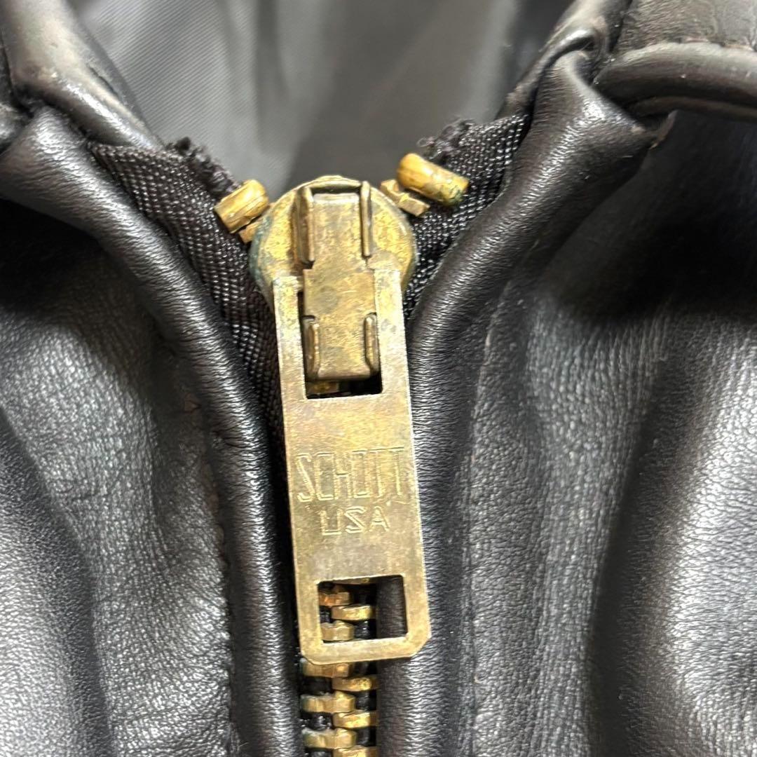 Schott 642 シングルライダース　レザージャケット　34 黒