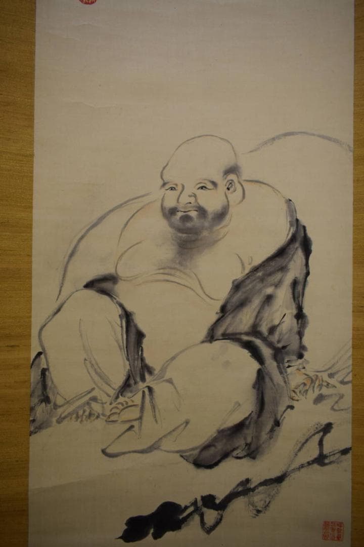 真作/杜成卿/布袋画賛/布袋屋掛軸HJ-394