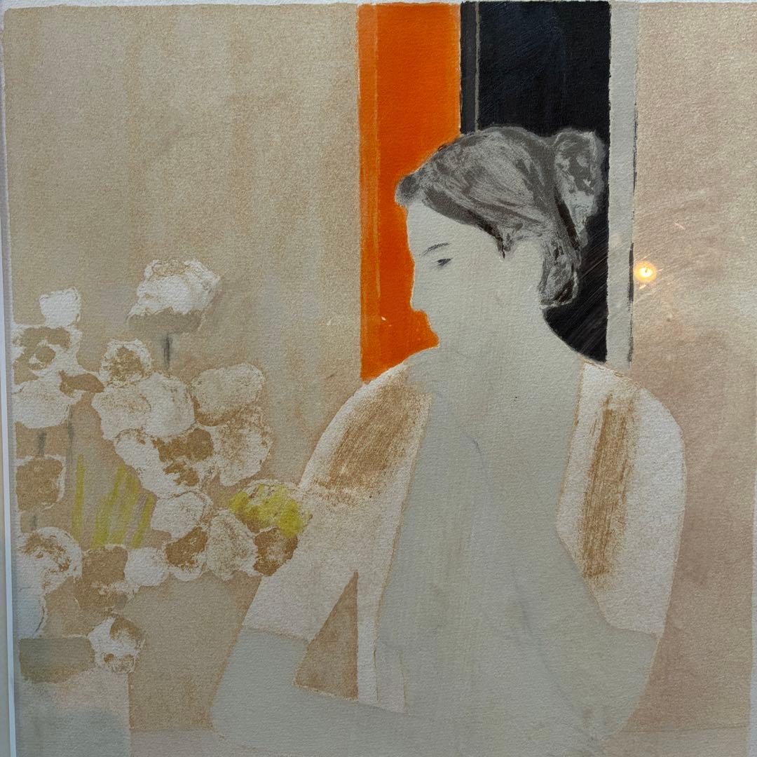 ベルナール・カトラン「白いカサキンの少女」リトグラフ　サイン入　25.11.26