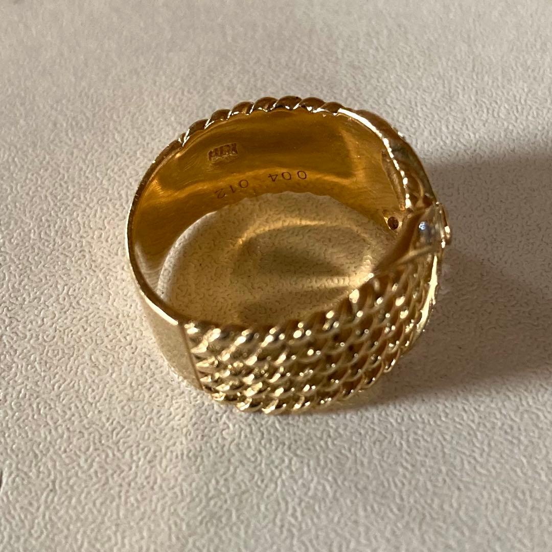 K18ダイヤモンドリング　ミル打ちアンティーク　約16号　7.8g