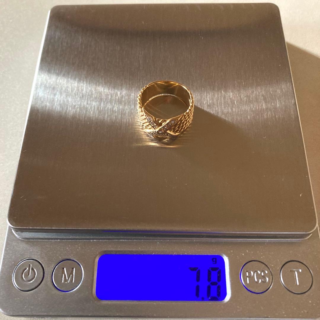 K18ダイヤモンドリング　ミル打ちアンティーク　約16号　7.8g