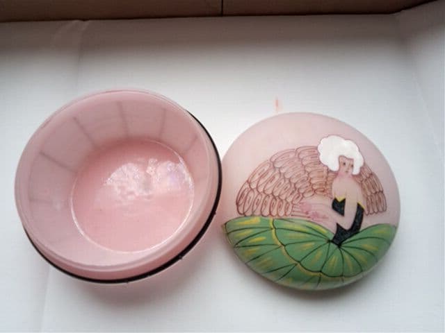 アンティーク　アールデコ　ヌーヴォー　ガラスのパフケース　小物入れ　化粧小物