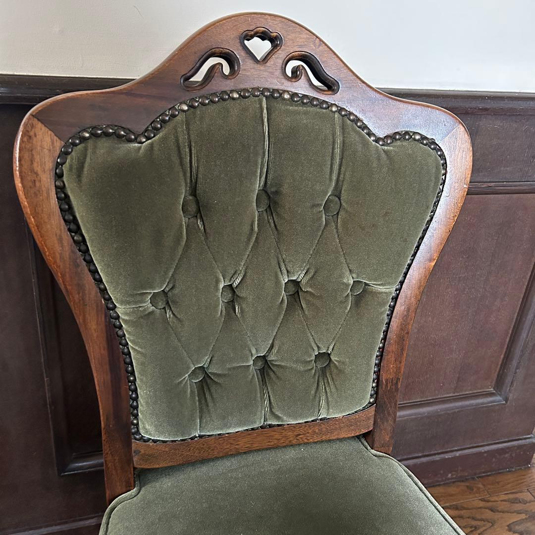 アンティーク 猫足 ベロアチェア/ベルベットチェア