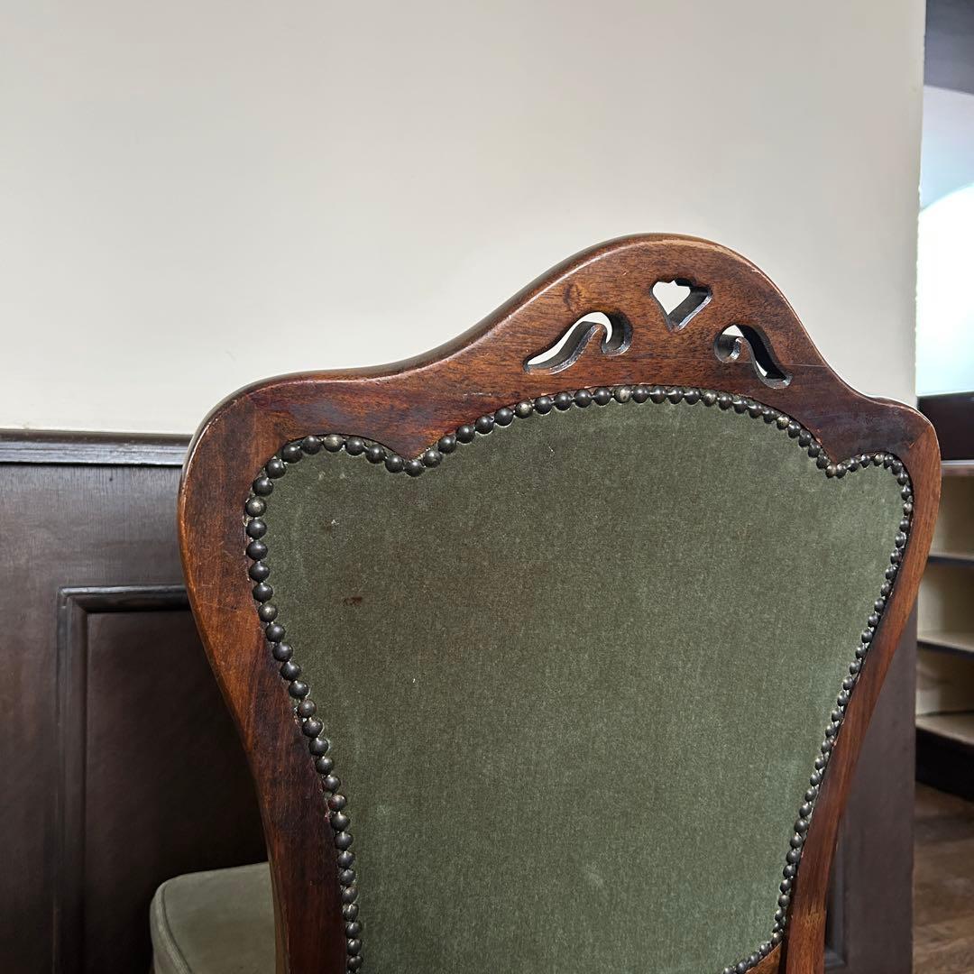 アンティーク 猫足 ベロアチェア/ベルベットチェア