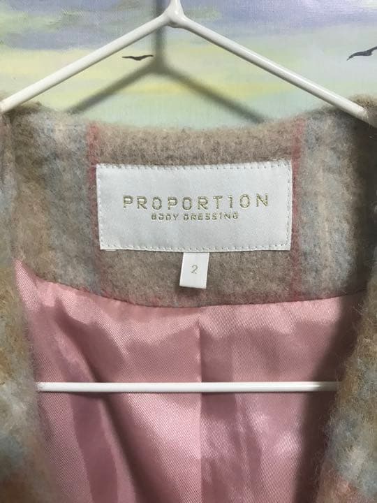 チェック　モヘア　シャギーコート