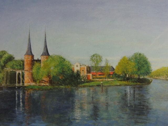 大津英敏、【デルフトの眺め】、希少な限定額装用画集画、新品高級額 額装付