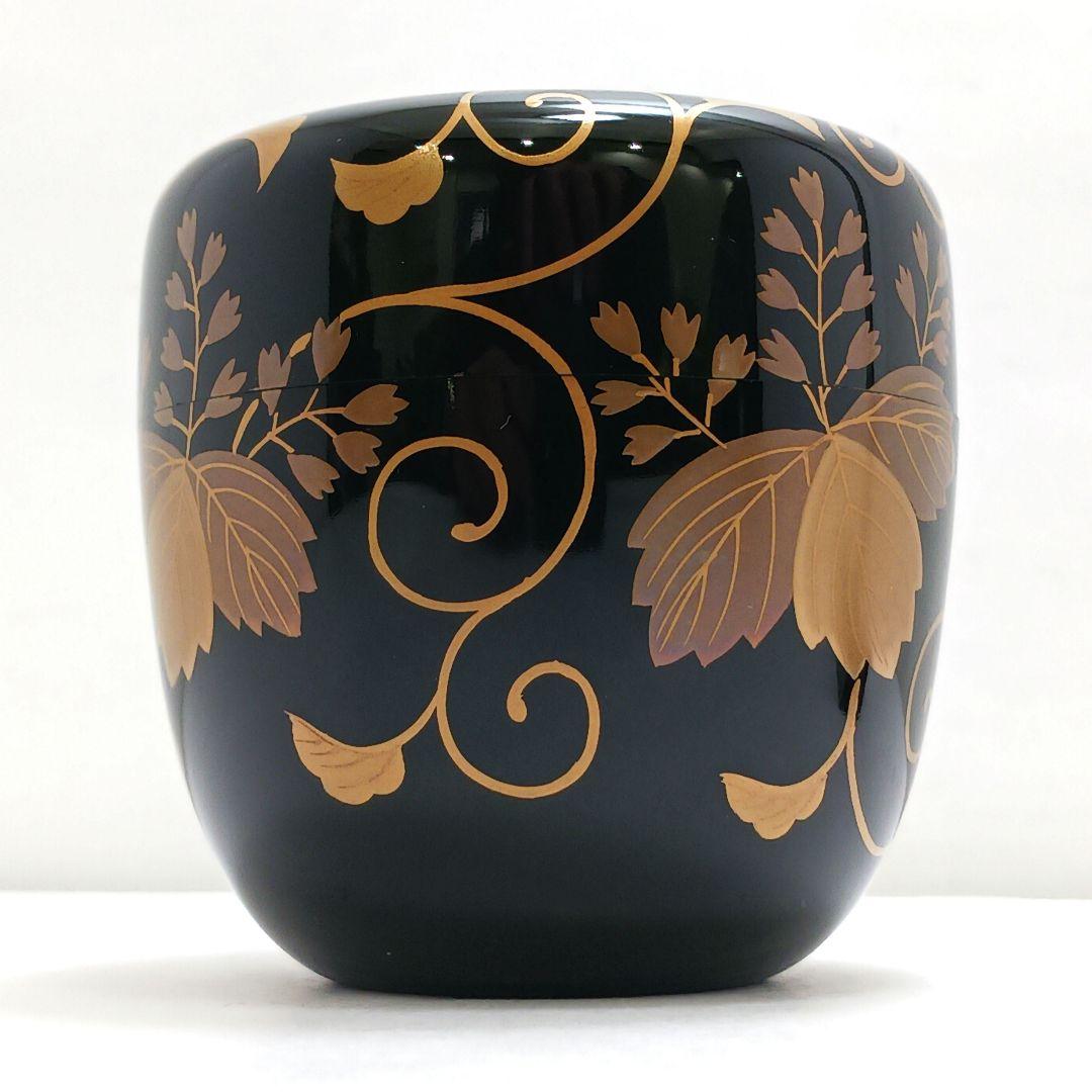 Y3030-7 茶道具 佐一郎作 金蒔絵 桐唐草蒔絵 中棗 共箱　YY