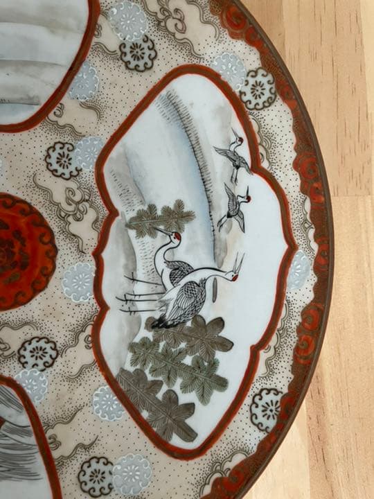 明治時代　九谷焼　打田製　飾り皿　 直径23.5cm 【箱なし】