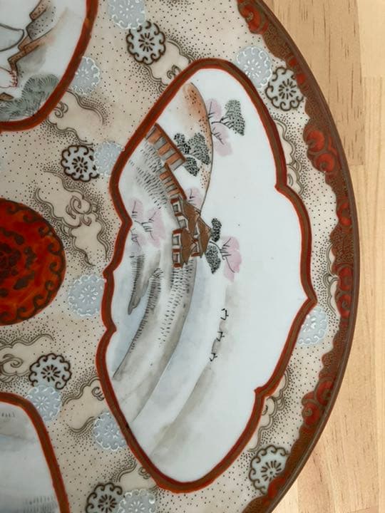 明治時代　九谷焼　打田製　飾り皿　 直径23.5cm 【箱なし】