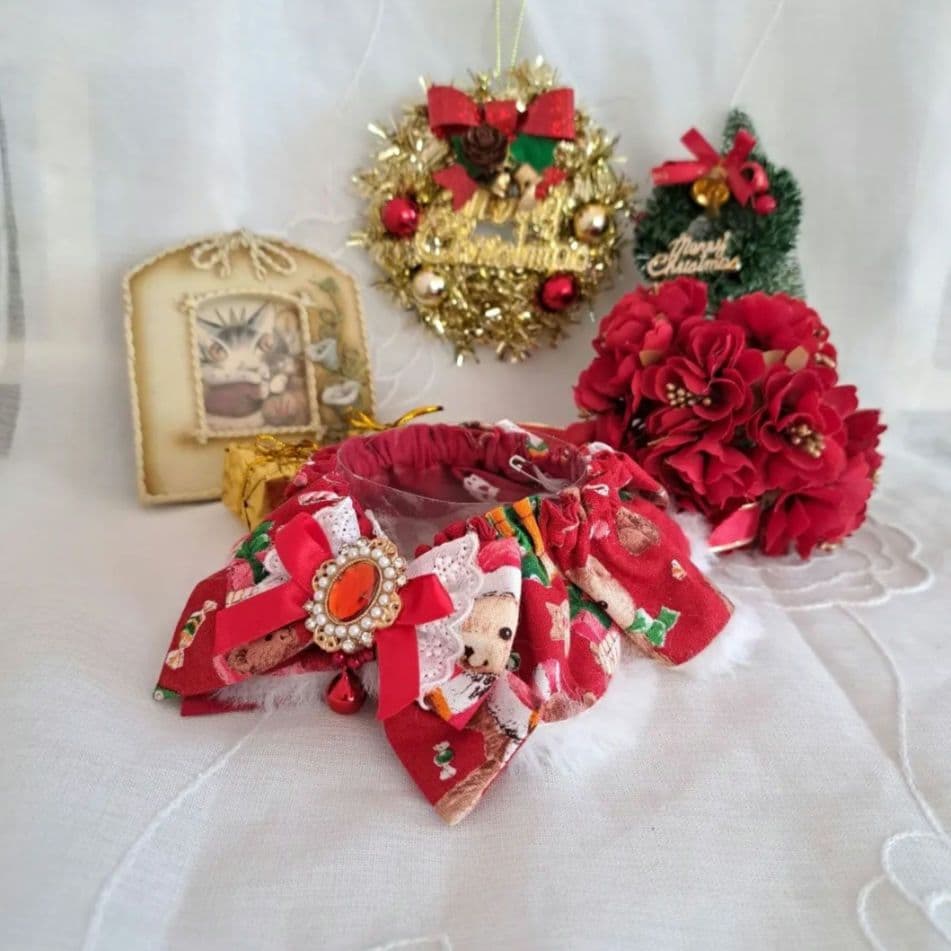 プッチ、クリスマスシリーズ(赤くまさん)わんちゃん猫ちゃん用首輪