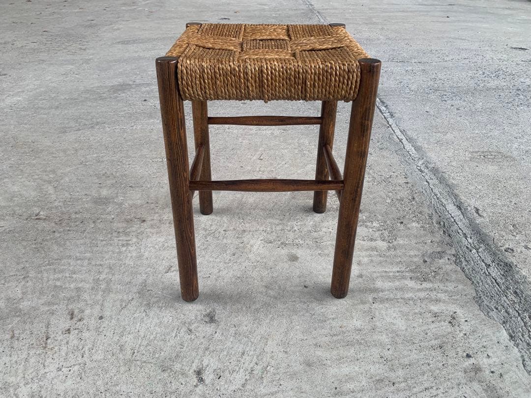 アンティーク ラッシュ スツール 縄編み チェア 民芸家具 椅子 No.2