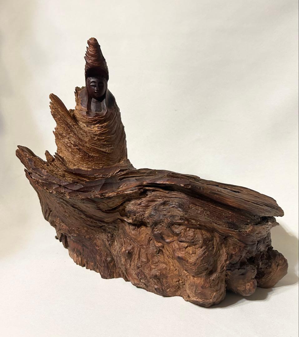 木製 オブジェ 菩薩 観音 彫刻 彫り 美術 仏像 仏教美術 置物