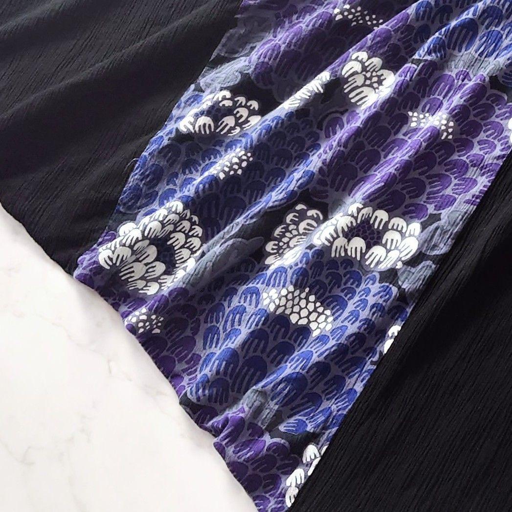 ★j SOU・SOU サルエルパンツ 和柄 黒 紫 ワイド ユニセックス 京風
