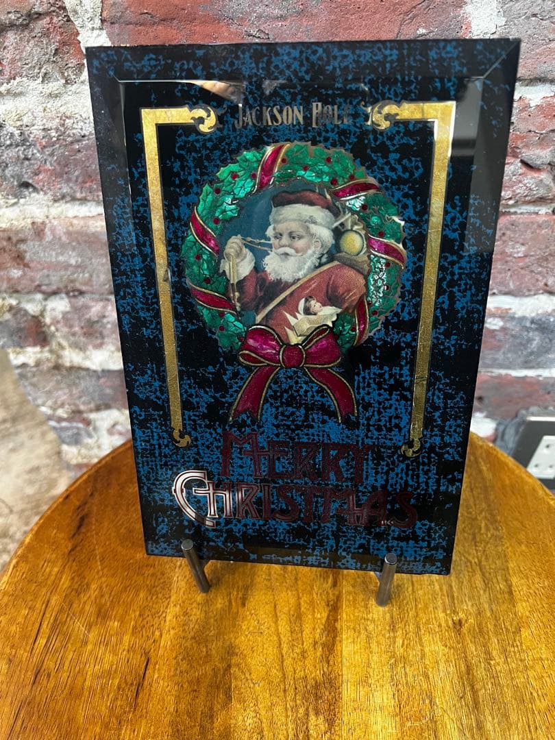 アメリカングラスサイン　サンタアンティーク金箔　ビンテージ