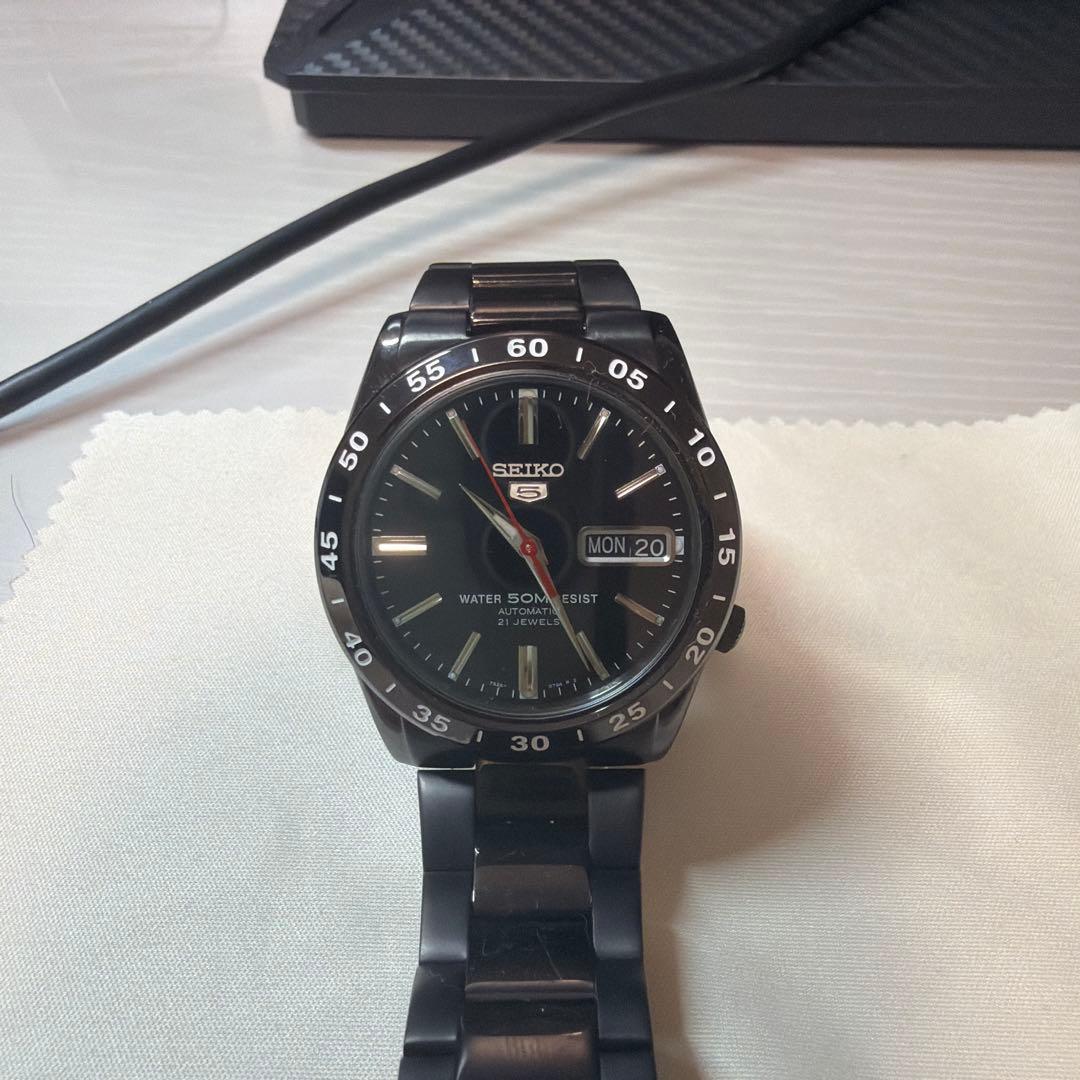 SEIKO5 美品 自動巻き 腕時計 ブラック 中古