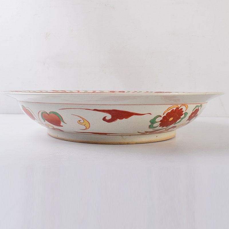 中国　呉州赤絵　獅子花文　大皿　飾り皿　直径約41㎝　V　7348C