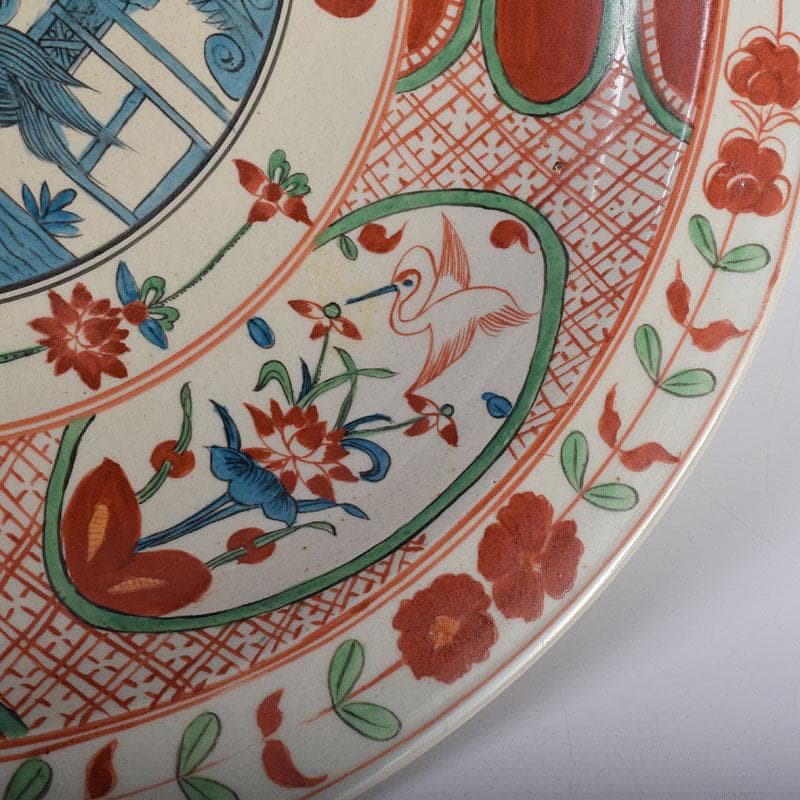 中国　呉州赤絵　獅子花文　大皿　飾り皿　直径約41㎝　V　7348C