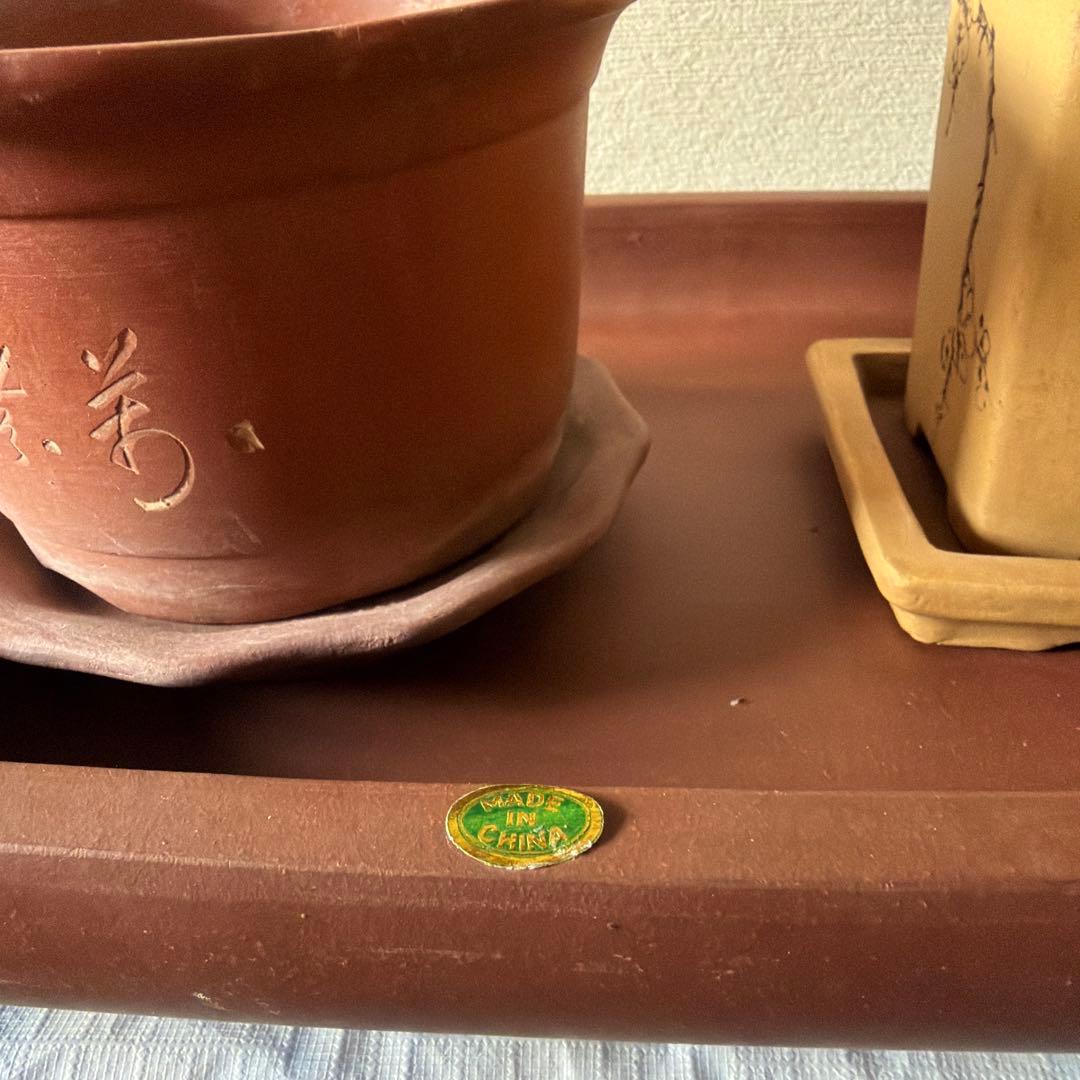 植木鉢　中国宜興　宜興　朱泥　盆栽